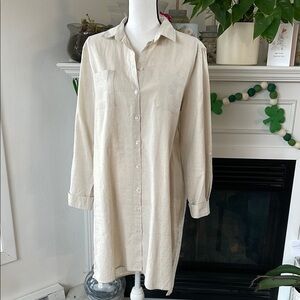 Cream Button-Up Shirt Dress